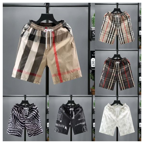 

summer shorts men's casual pants korean version trend plaid five-piece pants for home casual wear loose beach pants, White;black