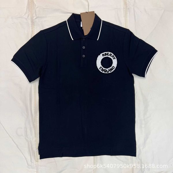 

casual b burbry luxury designer european classic version letter circle cotton loose polo shirt 2seasonal clothing11w4, Black;white