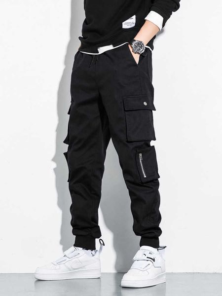 

men's pants spring summer multipockets cargo pants men streetwear plus size black joggers male casual cotton trousers 6xl 7xl 8xl z0306