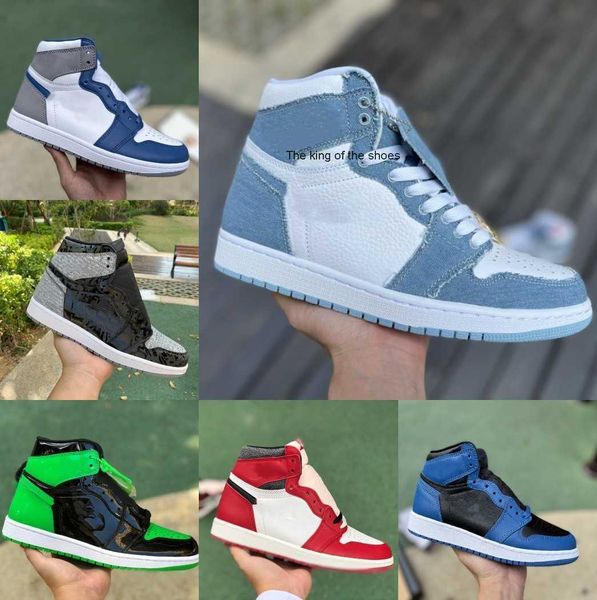 

2023 og 2023 new arrivals original jumpman 1 basketball shoes 1s patent leather black blue 2.0 patent leather fragment low men women sneaker