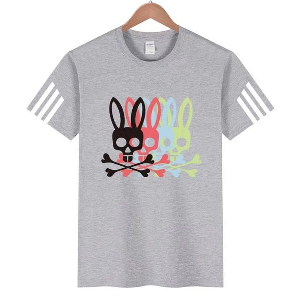 

brand mens t-shirts psycho skull bunny patter short sleeve breathable tshirt animal print ghost rabbit polo shirt summer men tee luxury desi, White;black