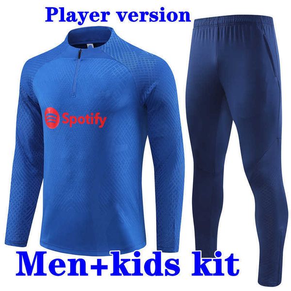 

2023 2024 ansu fati camisetas de football 22 23 24 barcelonas lewandowski tracksuits half zipper jacket tracksuit men and kids tracksuit bar, Black