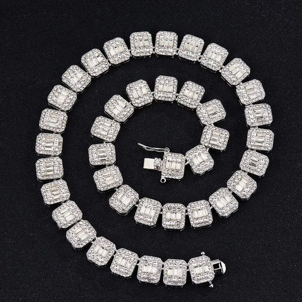

chokers 8/12mm bling baguette tennis chain micro pave square cz ice out lin chain choker ncklace hip hop jewelry birthday gift wholesale y23, Golden;silver