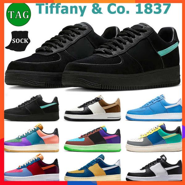 

2023 new tiffany x af1 one running shoes men women 1 undefeated wild berry pink prime total orange community panda mocha mens trainers outdo, Black