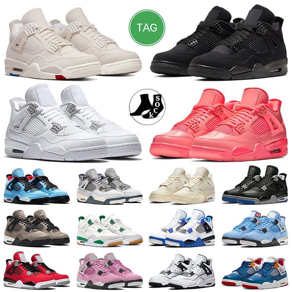 

men women jumpman 4 basketball shoes black cat university blue pine green 4s punch pure money outdoor sneakers trainers canvas messy room pi