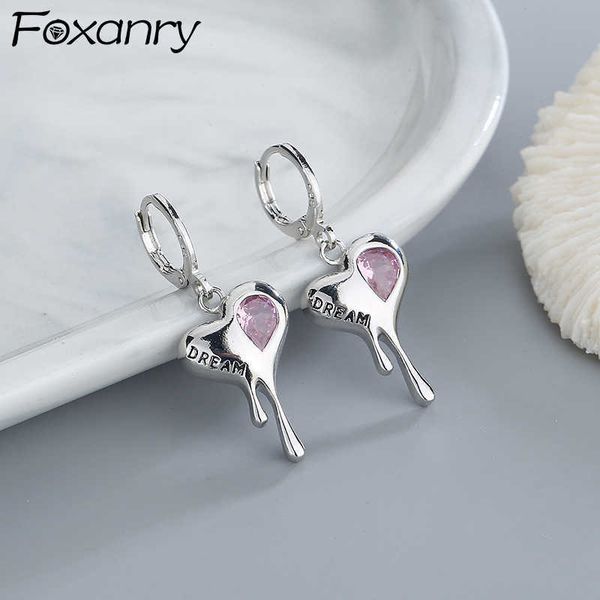 

charm anry prevent allergy silver color zircon earrings for women ins fashion creative love heart wedding bride jewelry gift l230315, Golden