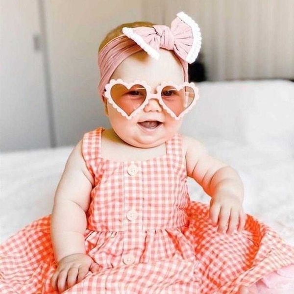 

ins internet celebrity childrens sunglasses lace wave boys and girls heart, Blue