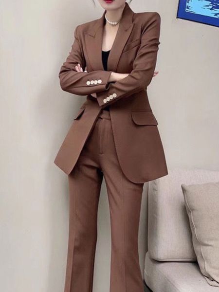 

women's suits blazers korean fashion vintage women blazer pantsuit office formal button suit jackets straight trousers outfits female 2, White;black