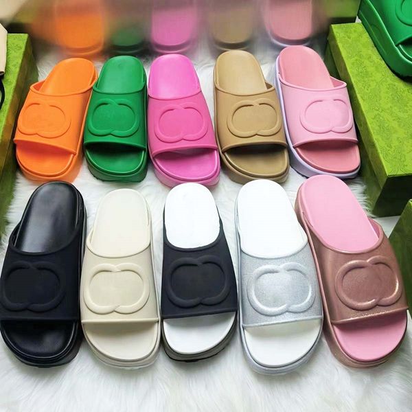 

women men slipper slide sandal with interlocking g designer sandals platform slide slippers flip flops summer shoes fashion wide slipper, Black