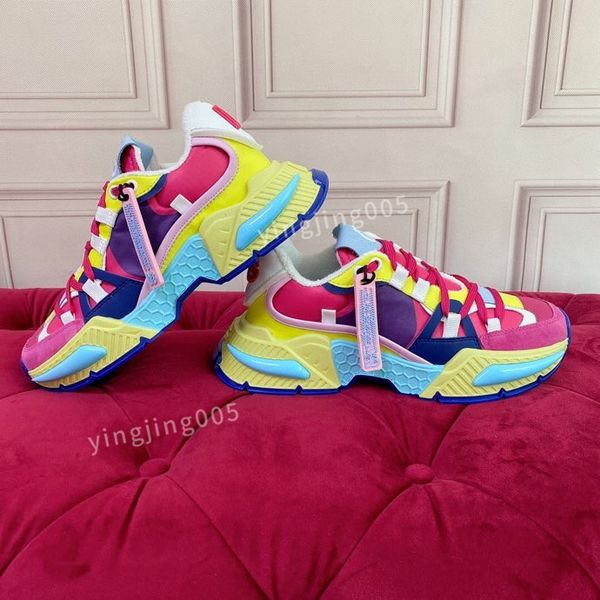 

new fashion casual shoes designer lace-up women sneaker travel leather fashion lady flat running trainers letters woman shoe platform men gy, Black