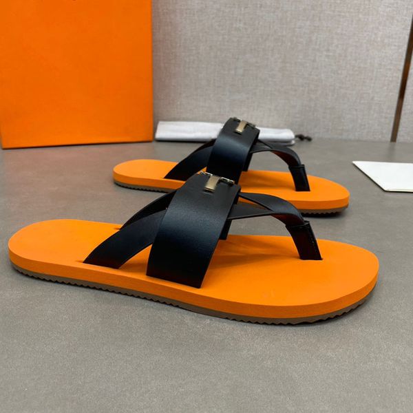 

designer casual sandals luxury brand mens flip flops fashion design comfortable leather slippers mens sandals, Black