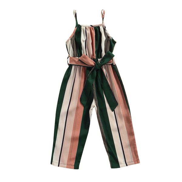

rompers citgeett summer kids girls casual bandage suspender jumpsuit fashion stripe printing long pants clothes l230314, Blue