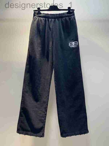 

men's pants designer embroidered sanitary trousers washed and worn out men's women's casual zovj, Black