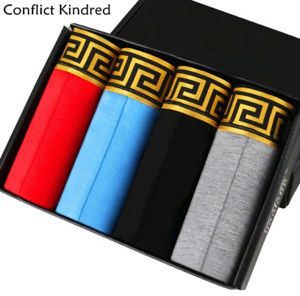 

4pcslot 11 colors cotton men boxers breathable mens underwear branded boxers logo underwear male boxer3145625, Black;white