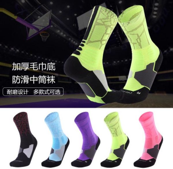 

new elite socks for men high tube thickening towel bottom sports stockings men039s socks professional long basketball socks1622094, Black