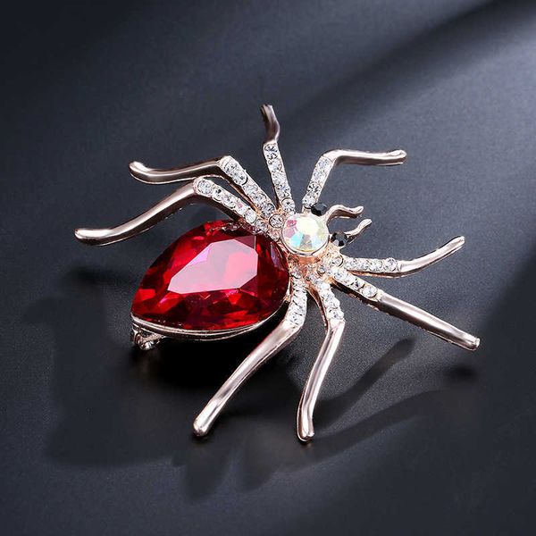 

pins brooches high-end exaggerated large spider crystal brooch gold color rhinone corsage cloing accessoriesl230315, Gray