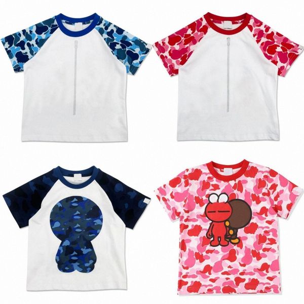 

kids t-shirts boys apes toddlers designer camo pirnted clothes girls youth street casual summner short sleeve tshirts kid clothing hip hop, Blue