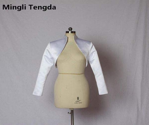 

mingli tengda elegant long sleeves wedding bridal bolero satin bridal wraps wedding jacket women shrug coat jacket new wrap hing n6192984, White