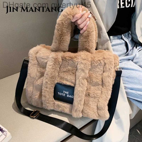 

qwertyui45 totes the tote bag winter woolen faux fur teddy curl plush retro large capacity handbags simple shoulder luxury designer handbag