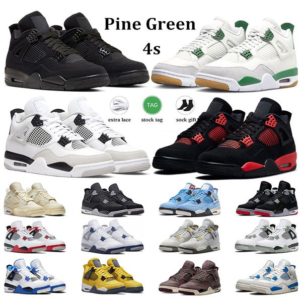 

men basketball shoes 4s jumpman 4 women sneakers military black cat white oreo canvas pine green university blue midnight navy mens sports t