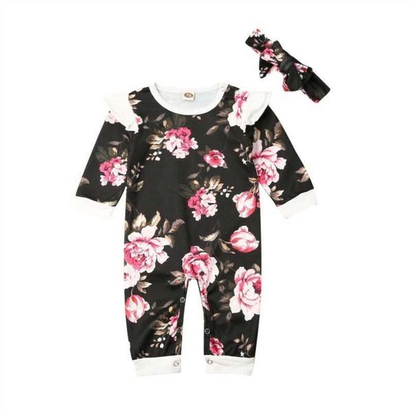 

rompers citgeett spring newborn baby girls long sleeve romper fall autumn print jumpsuit clothes set casual outfit l230314, Blue