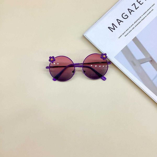

personalized kids sunglasses retro fashion travel concave shape korean flower, Blue