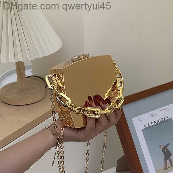 

qwertyui45 totes 2022 trend designer clutch bag gold silver pvc box design party evening chain shoulder crossbody bags mini purses and handb