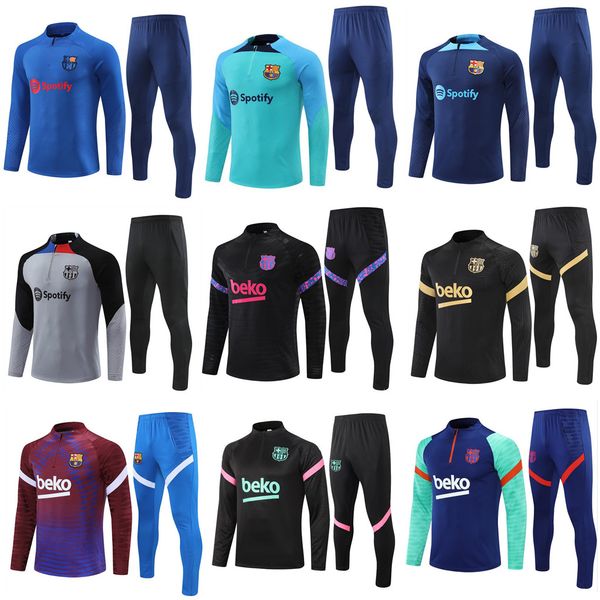 

22/23/24 barcelonas half zipper jacket football tracksuit training suit men soccer chandal futbol ansu fati memphis chandal jogging survetem, Black