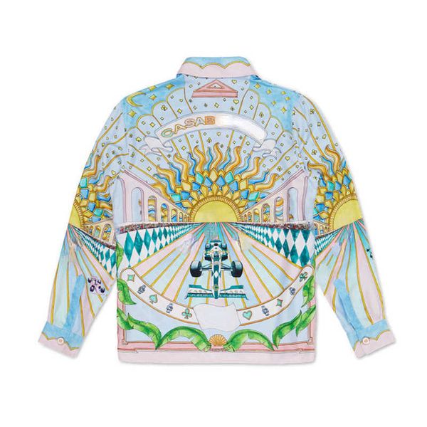 

men's shirt designer t shirt button cardigan casabl racing print silk men women hawaiian boat casual long sleeve jacket west coast styl, White;black