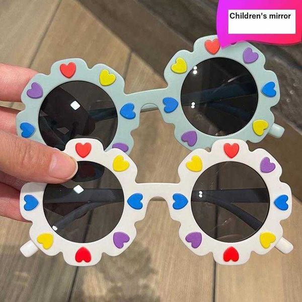 

childrens decorative flower sunglasses girls fashion color p modeling, Blue