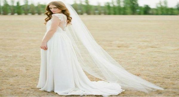 

in stock bridal veils chapel length wedding accessories evening party long veil bride veil 2m one layer simple long tulle we7650658, Black