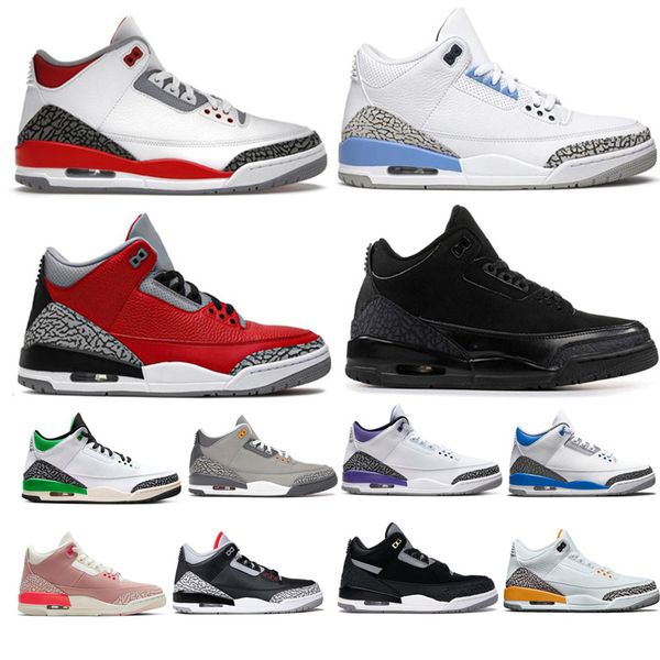 

3 basketball shoes men 3s white cement reimagined rust pink cardinal fire red dark iris pine green unc racer blue black cat mens women train