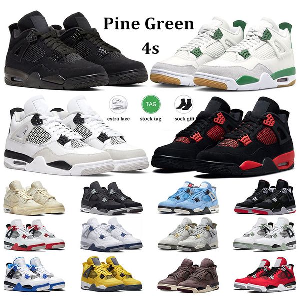 

men basketball shoes 4s jumpman 4 women sneakers military black cat canvas pine green university blue midnight navy bred mens sports trainer