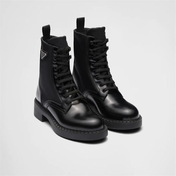

perfect shoes milano brushed leather re-nylon boots black fashion logo
