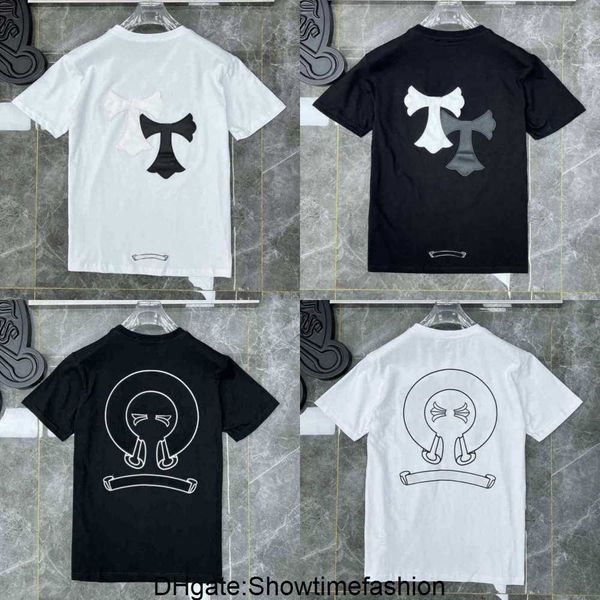 

men's ch summer heart classic luxury t shirts designer brand chromes fashion quality tees horseshoe sanskrit cross polos t-shirts, White;black