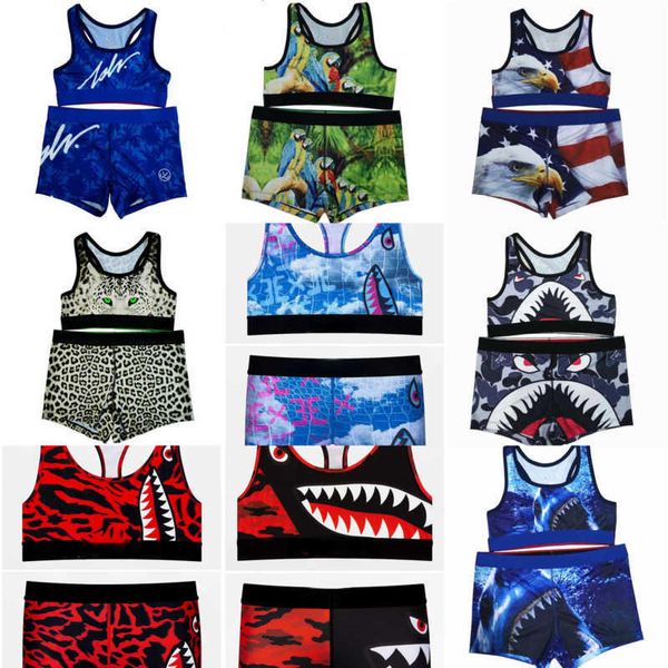 

women clothing swimsuits fashion yoga tracksuits designer 2 piece swimwears cartoon printed vest and shorts active fitness set, Gray