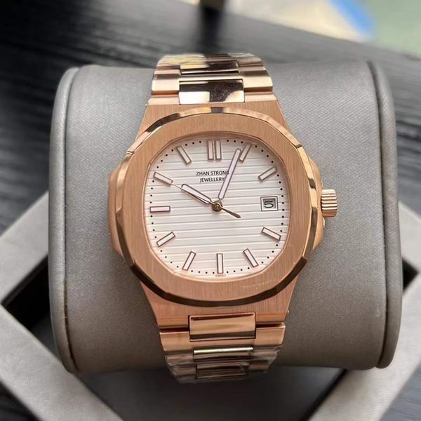 

mens watch fashion designer automatic mechanical wristwatches silver gold stainless steel strap quartz movement mens watches classic sports, Slivery;brown