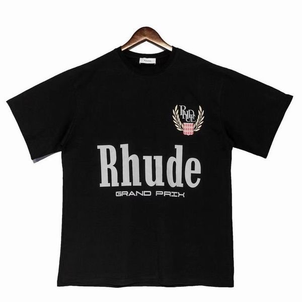 

2023 summer mens t-shirts womens rhude designers for men letter polos embroidery tshirts clothing short sleeved tshirt large tees shorts 1w, White;black