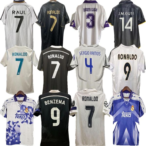 

2000 2021 real madrids retro soccer jerseys vintage football shirt classic camiseta home white raul zidane r.carlos hierro redondo morientes, Black