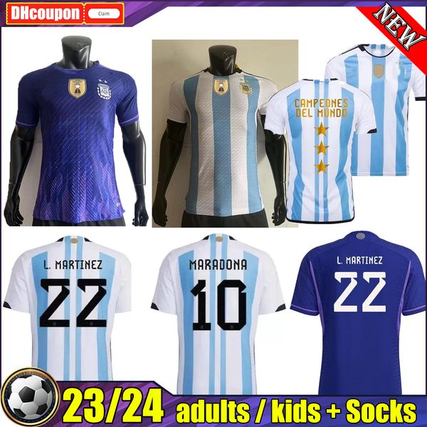 

player version maradona 2022 2023 soccer jerseys argentina 22 23 di maria dybala gomez football shirt aguero lautaro de paul montiel maillot, Black;yellow