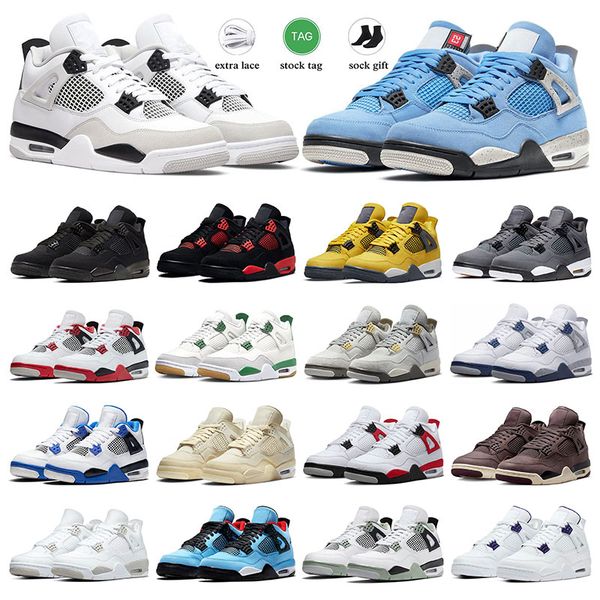 

og military black men women basketball shoes 4 4s black canvas cat cactus jack university blue sail red thunder royalty mens sports sneakers