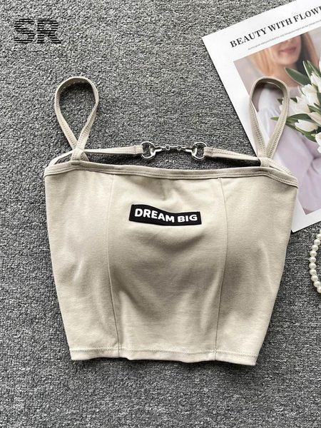 

women's tanks singreiny solid chain design summer camisole women backless srtap off shoulder fashion ladies y2k 2023 streetwear crop, White