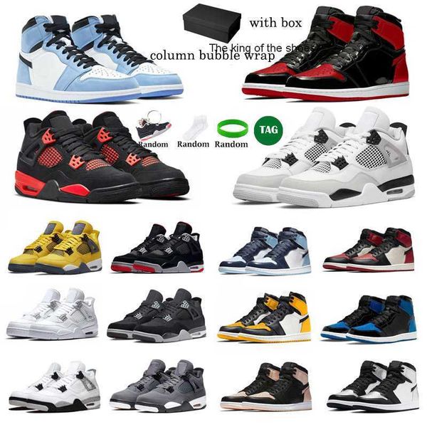 

2023 og with box 1s 4s men women basketball shoes jumpman 4 bred patent university blue sail military black red thunder white oreo mens trai