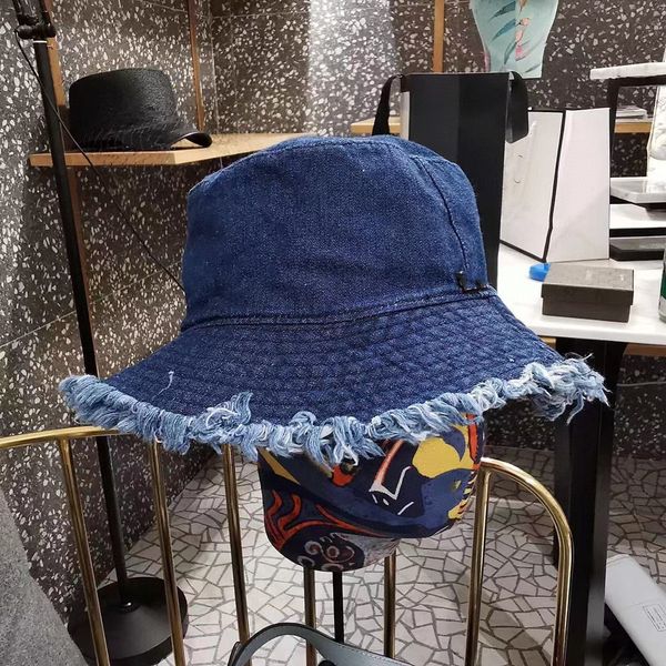 

fashion brim hats designer cap luxury casquette wide brim bucket hat for women frayed street sports cowboy fisherman, Blue;gray