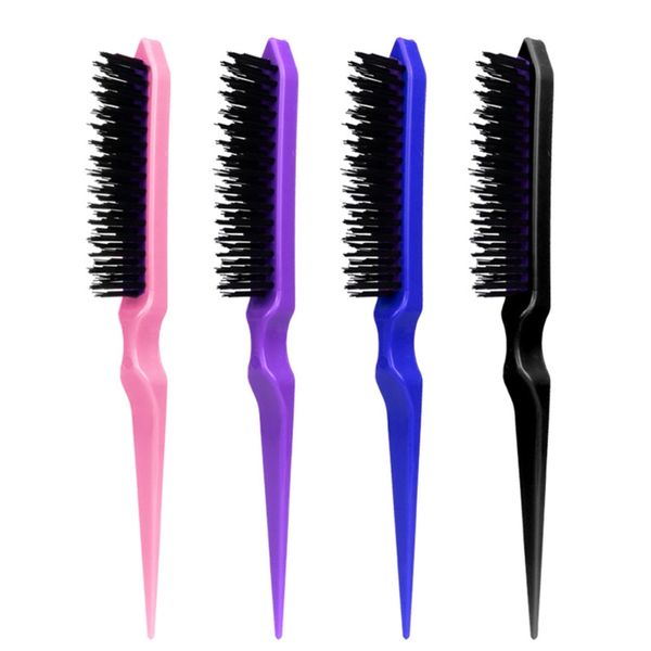 

4 pcs professional hairbrush comb comb back comb hairbrush fine line styling tool wholesale hard hair brush barber accessories, Silver