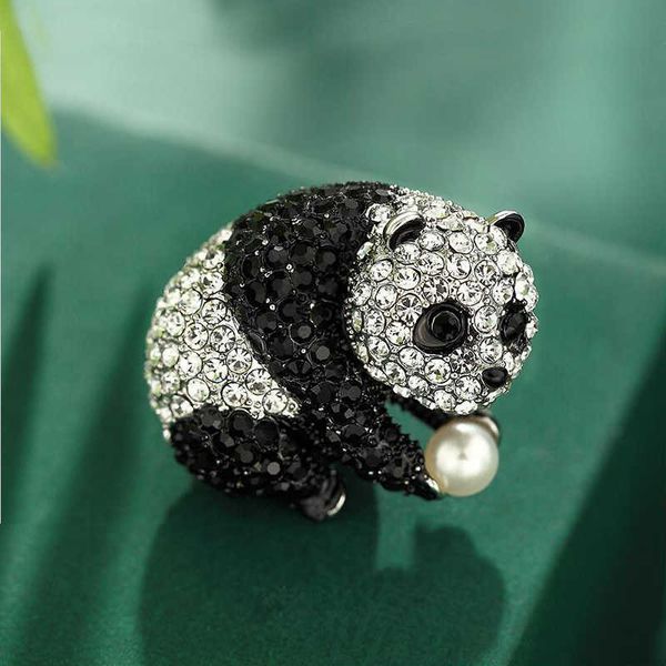 

pins brooches cute panda brooch fashion crystal brooches for women costume cloes pin jewelry pins and brooches giftl230315, Gray