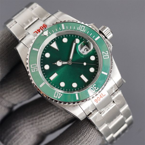 

green dial mens watch diving 40mm automatic machine 904l stainless steel sapphire mirror luminous waterproof montre de luxe watches auto dat, Slivery;brown