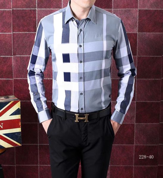 

men's shirt brand designer spring and autumn new men's checker shirt fashion elegant european and american business office network, White;black