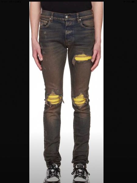 

hm615 mens jeans distressed motorcycle biker jean rock skinny slim ripped hole stripe fashionable snake embroidery denim pants, Blue