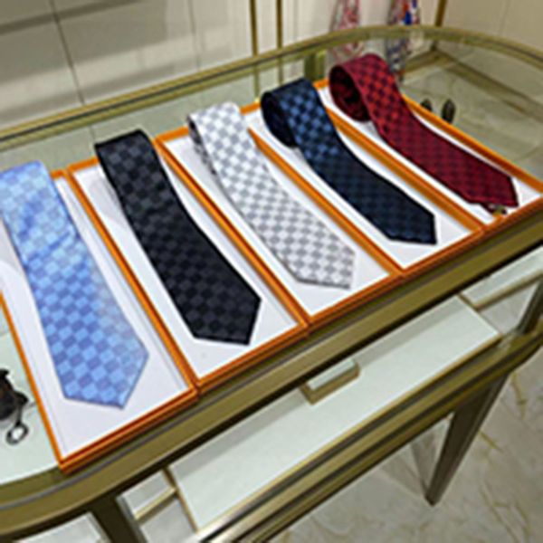 

brand mens luxury necktie damier quilted ties plaid designer western necktie brand silk tie with box, Blue;purple